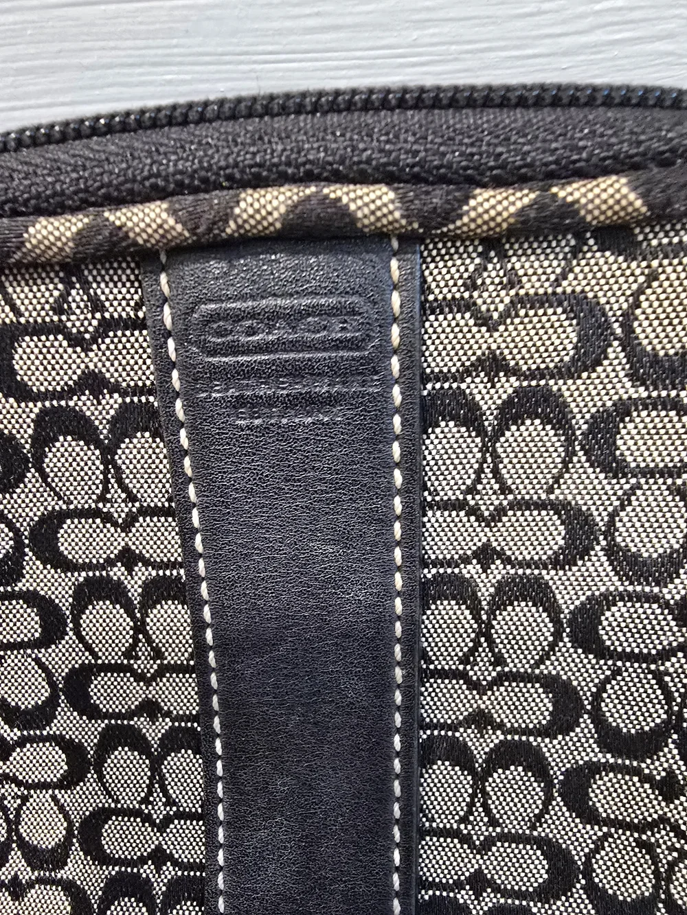 Y2K Coach Signature Canvas Cosmetic Bag - Black/Tan